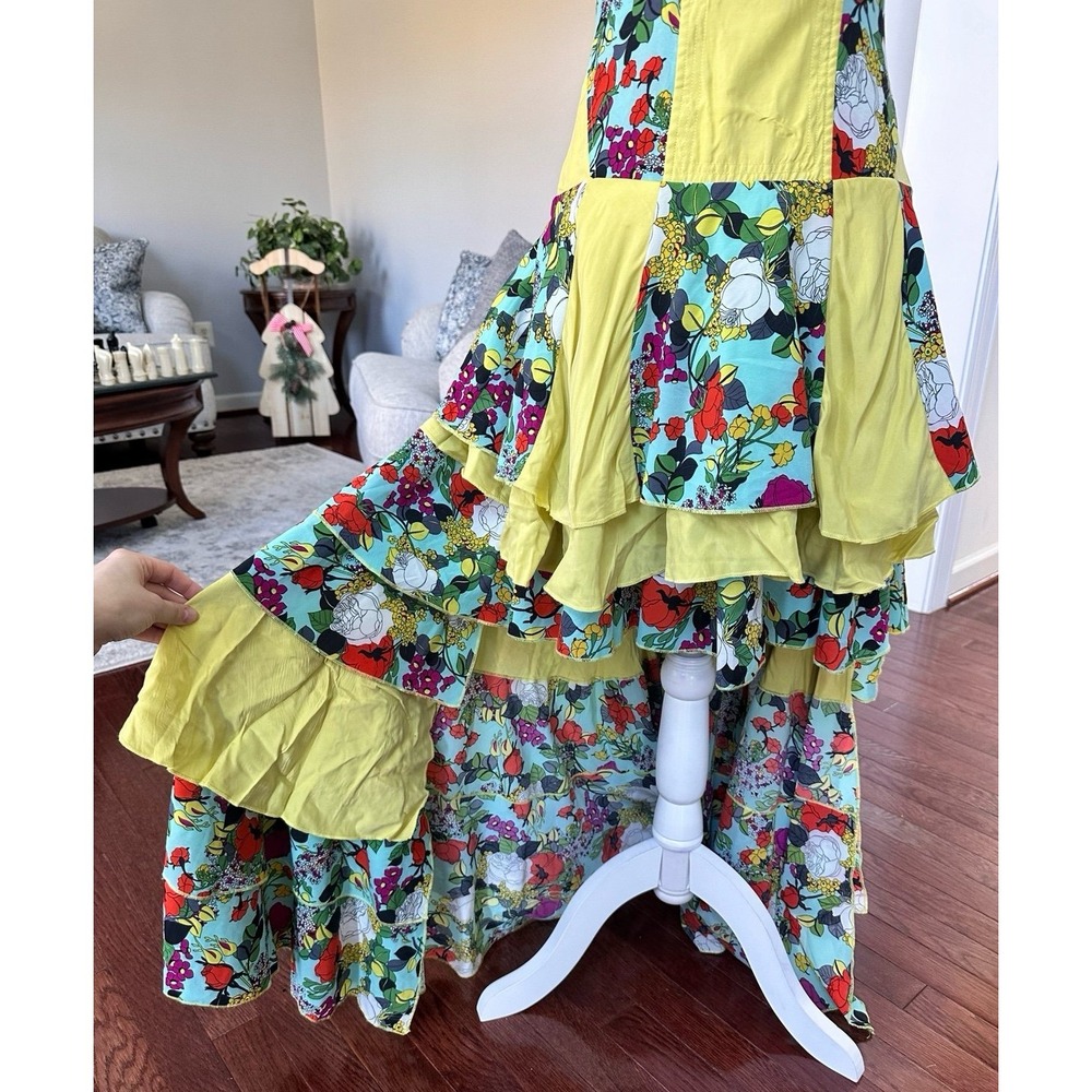 Nuvula Strappy Black Lime Floral Unique Cutout Pattern High Low Dress‎ - Picture 3 of 12